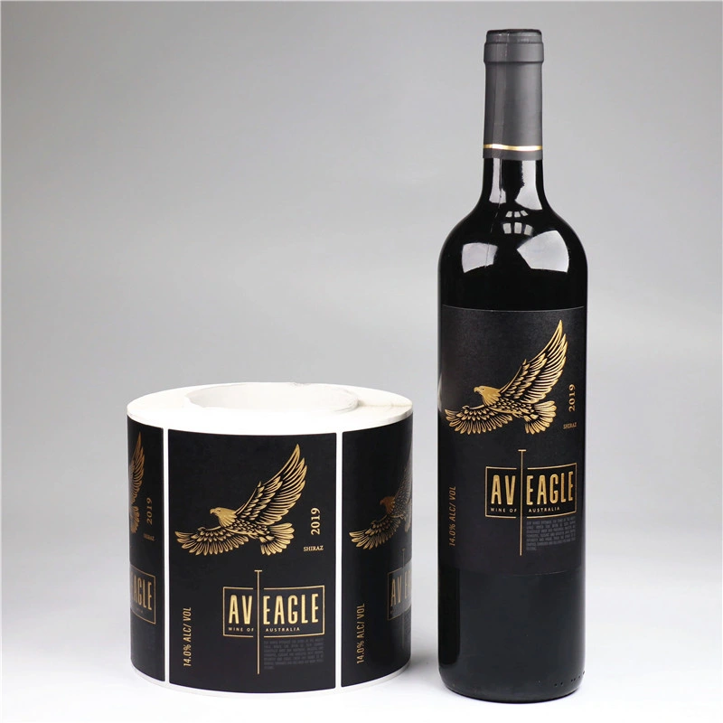 Película dourada personalizada em relevo vidro adesivo com logótipo para garrafas de vinho Impressão de etiquetas de embalagem