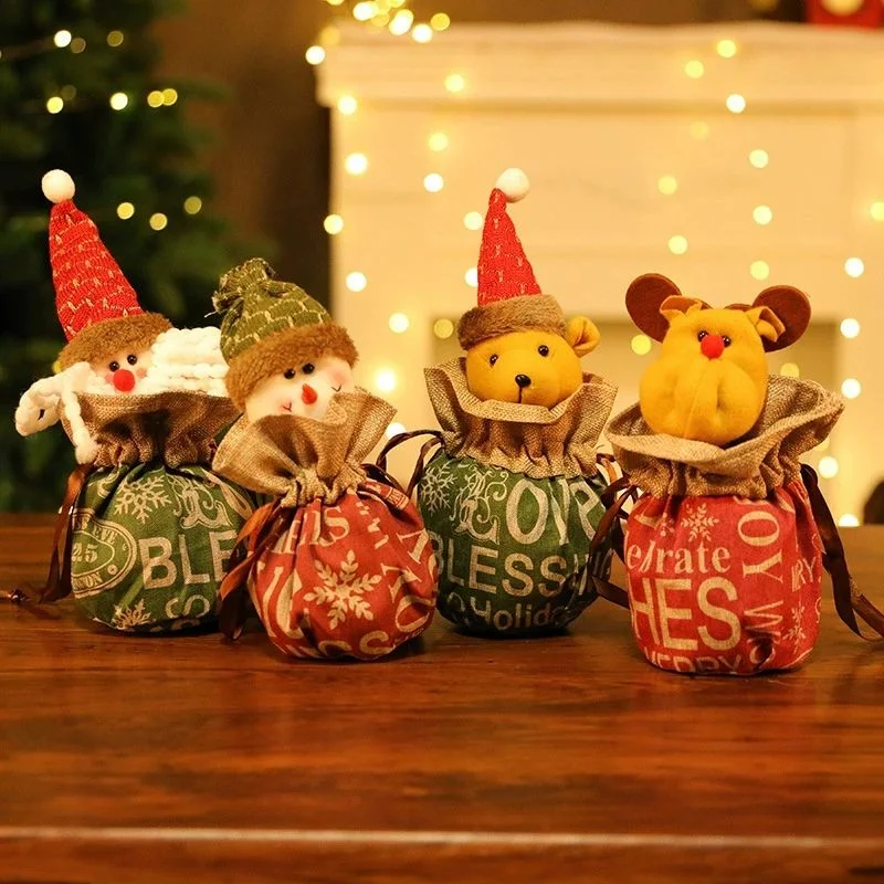 Christmas Burlap Candy Bag Cloth Drawstrings Wedding Xmas Christmas Favors Party Decorations