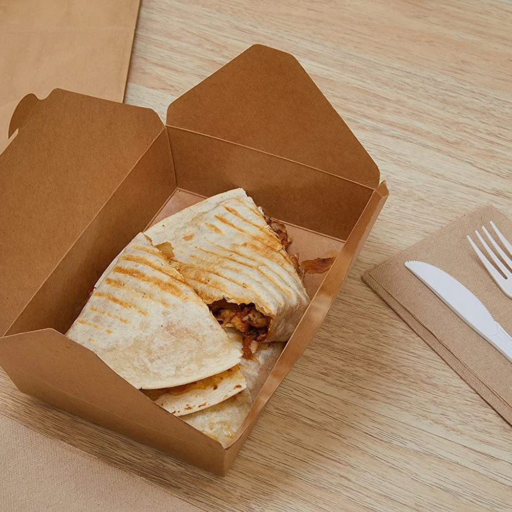 Biodegradable Food Container Packing Kraft Box for Hamburger Hotdog Chips