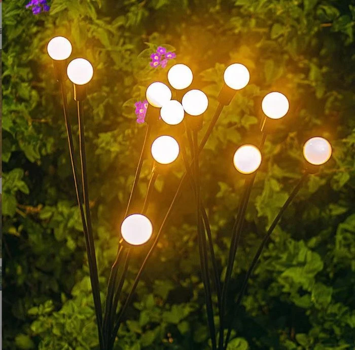 Luces de jardín solares impermeables al aire libre 6 cabezas 8heads 10 cabezas Luz LED Firefly para césped de decoración de jardín y enchufe de tierra