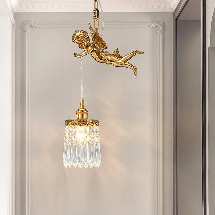 مصابيح حائط بندول من نوع Nordic Vintage Luxury Crystal Rose الثريا LED Brass.