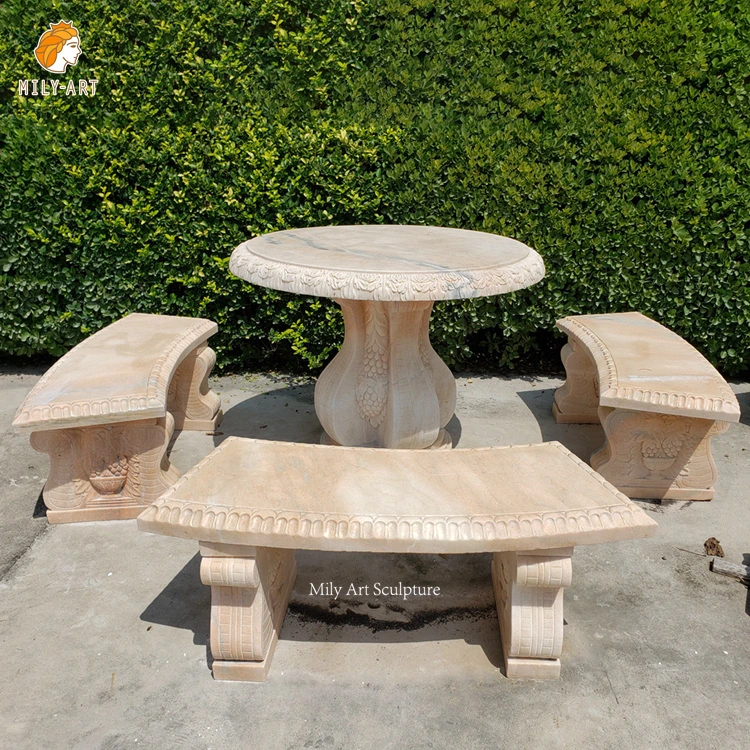 Natural Marble Granite Stone Table and Chairs Set for Garden