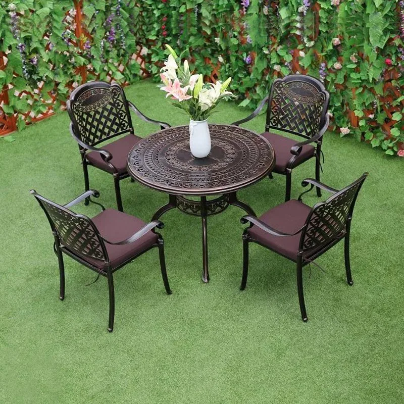 Outdoor Patio Garden Neues Restaurant Metal Dining Gartenmöbel Cast Tisch- und Stuhl aus Aluminium