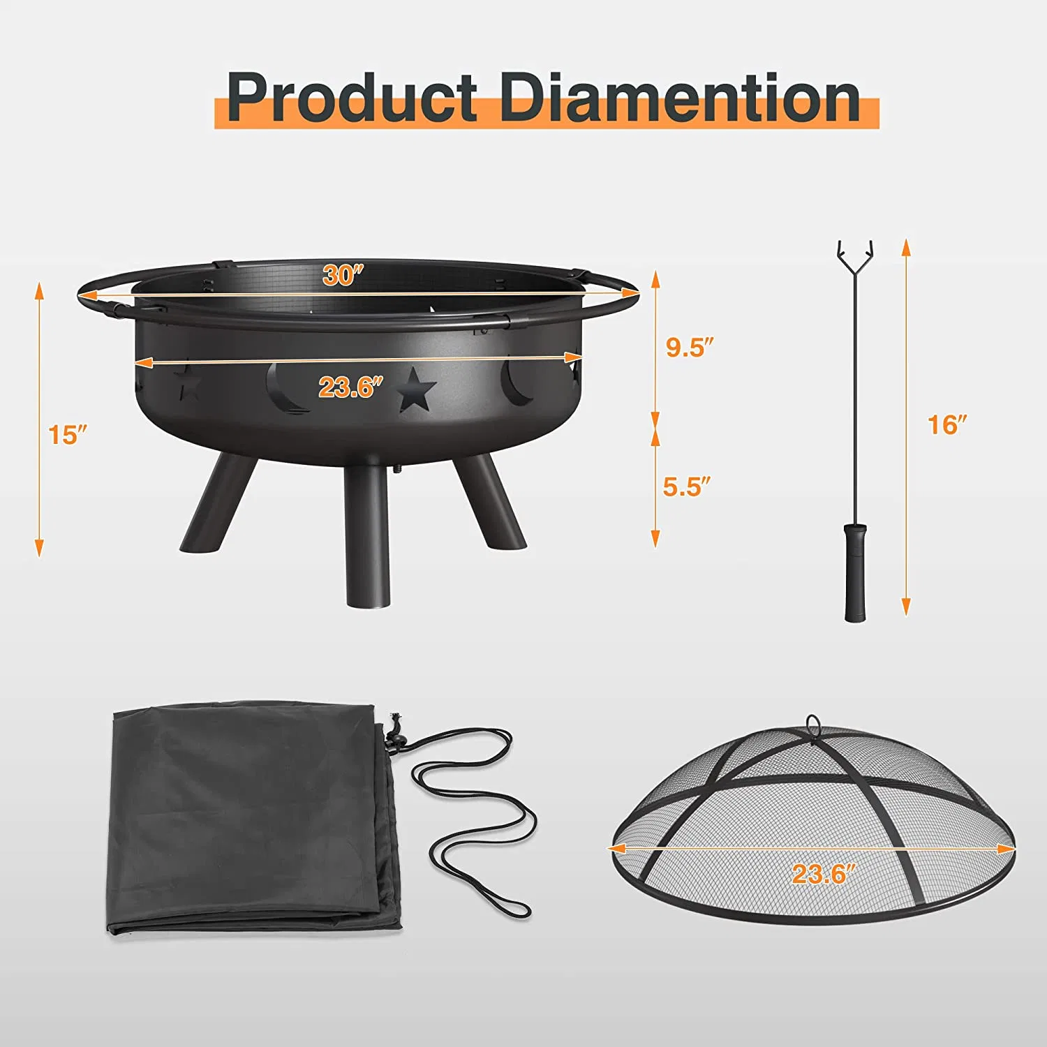 Plegable Portátil de 16,5 pulgadas de Hoja de Acero Inoxidable Net calentamiento hoguera Fogata para patio Campinghot venta productos