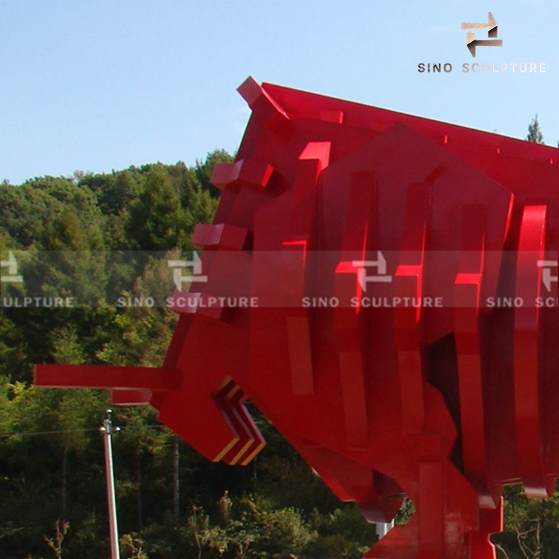 Painted Stainless Steel Bull Sculpture for Landscape Decoration