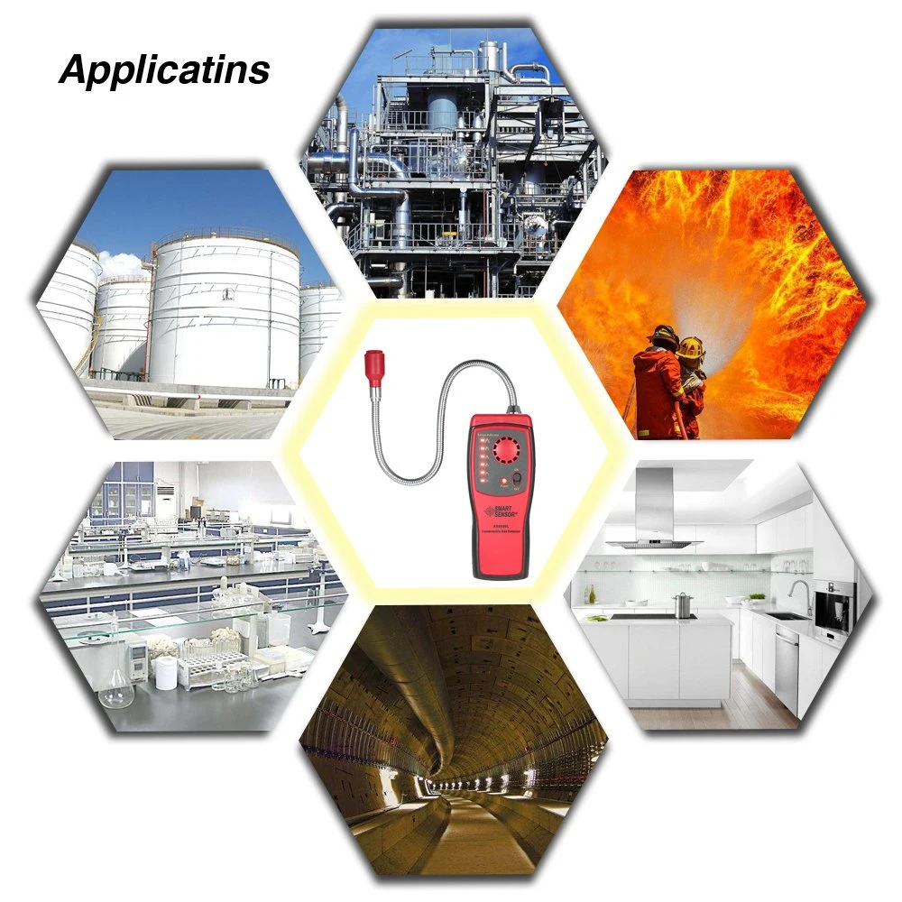 Les gaz combustibles inflammables de port du détecteur de fuite de gaz naturel l'emplacement de déterminer le testeur de compteur analyseur de gaz avec la lumière de l'alarme sonore