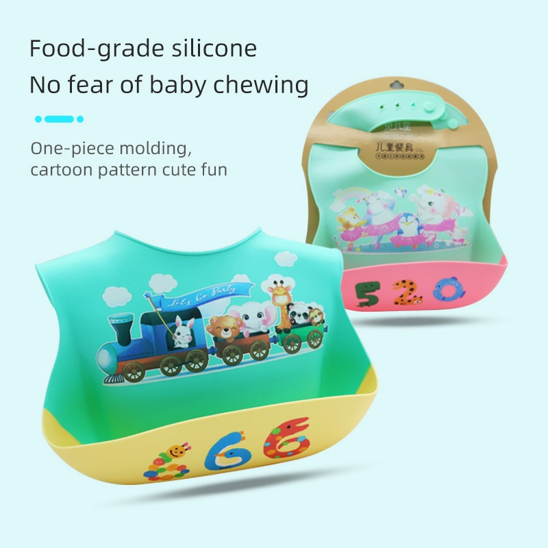 Nuevo sin BPA de silicona portátiles Productos infantiles Infantiles personalizados impermeable fácil de limpiar los productos baberos de silicona