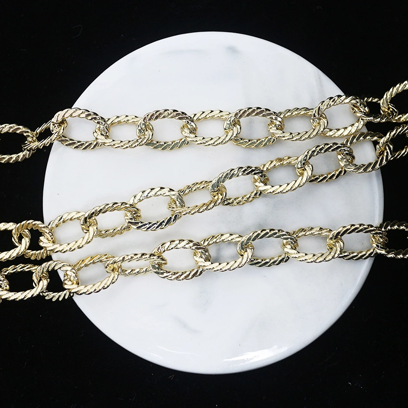 High quality/High cost performance  Gold Color Solid Brass Fashion Handbag Chain Metal Twisted Chain Handle T662