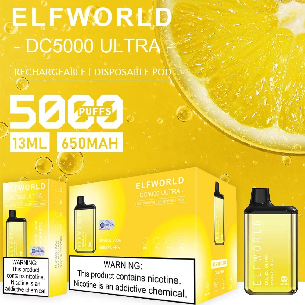Original Elfworld Ultra 5000 Cigarettes Disposable Vapes Recharager Battery Vs Elfbar 5000