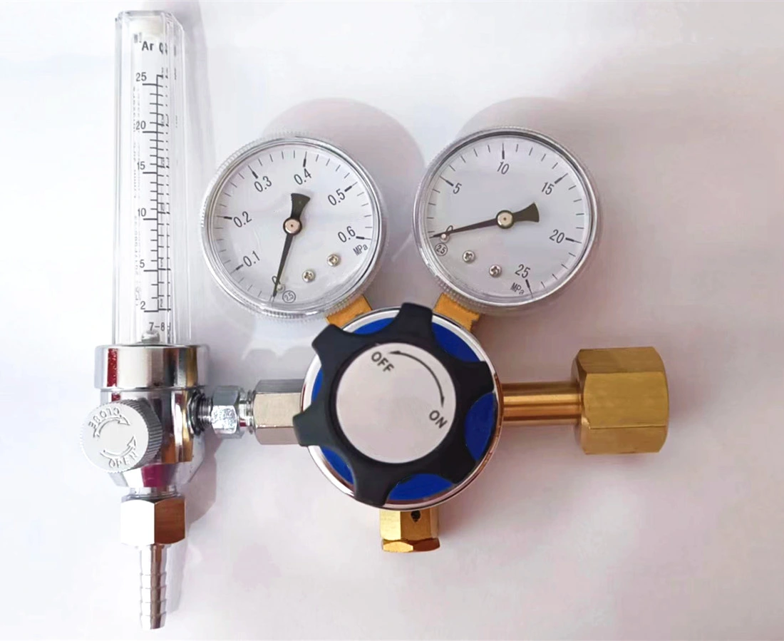 Nitrogen Argon Helium Standard Gas Mixed Gas Dual Gauge W21.8 DIN477 with Flow Meter Pressure Regulator