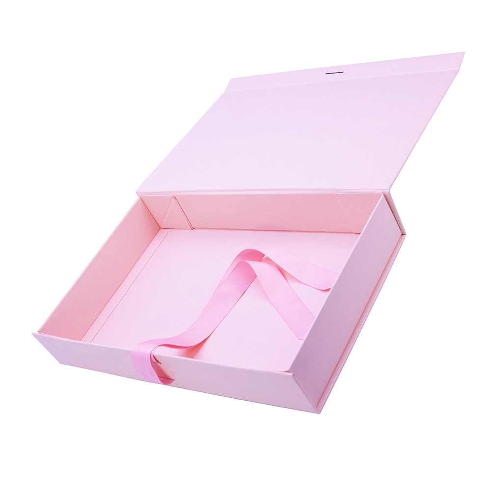 Sawtru Luxury Satin Cover Cardboard Paper Gift with Ribbon for Packaging Wedding Party Festival Gift