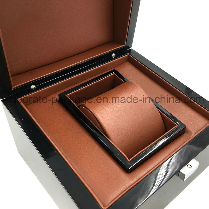 Luxury High-End Shiny Laxquered Wooden PU Packaging Retail Watch Wood Box