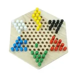 Colorful Rubber Game Educational Hexagon Chinese Checkers Board Wooden Custom for Children