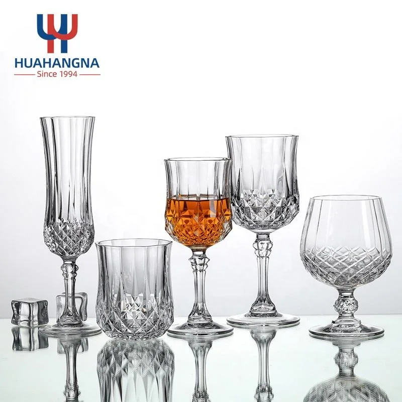 Wedding Party Whiskey White Drinking Glasses Water Cup Vintage Embossed Diamond Lead-Free Crystal Red Wine Glass