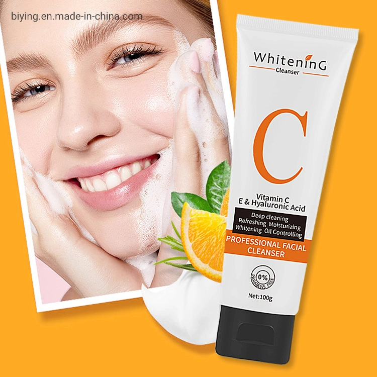 Etiqueta privada Limpieza profunda Vitamina C lavado facial suavización blanqueamiento Hidratante Control de aceite Limpiador facial de vitamina C orgánica