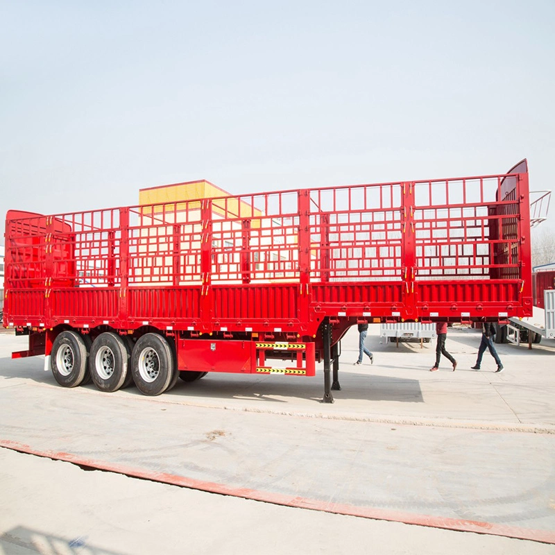 50t 60t Heavy Load Capacity Fence Type Dropside Bulk Cargo Transport Semi Trailer