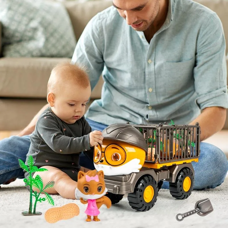 Jouets de véhicules d'ingénierie en plastique pour écureuils innovants et populaires, voiture de camion, cadeau pour garçon, jouet de pelleteuse d'ingénierie en fonte pour enfants.