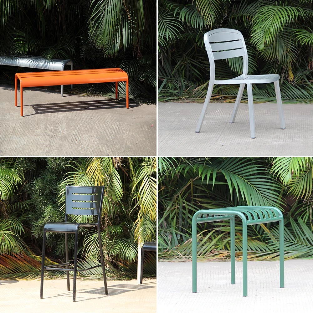 Modern Leisure Iron Steel Green Outdoor Small Low Stool Garden Chair for Restaurant Dining Furniture