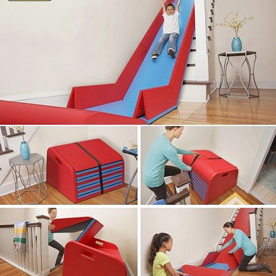 Foldable Adjustable Safety and Fun Indoor Stair Slide for Kids for Family and Commercial Use Made of PVC