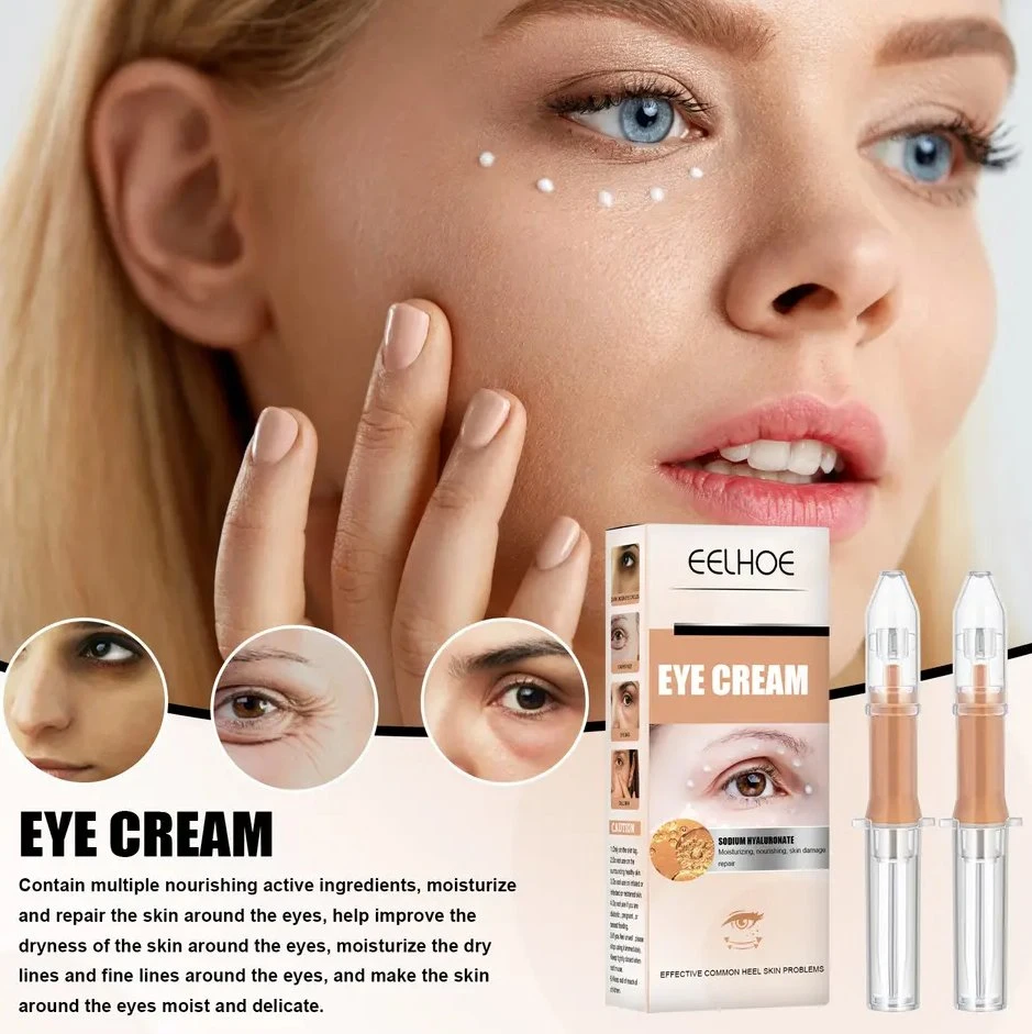 Puffy Eye Cream Peptide Eye Bags Anti Wrinkle Hydration Cream Gel with Roller Massager Panda Eye Patches Skin Care