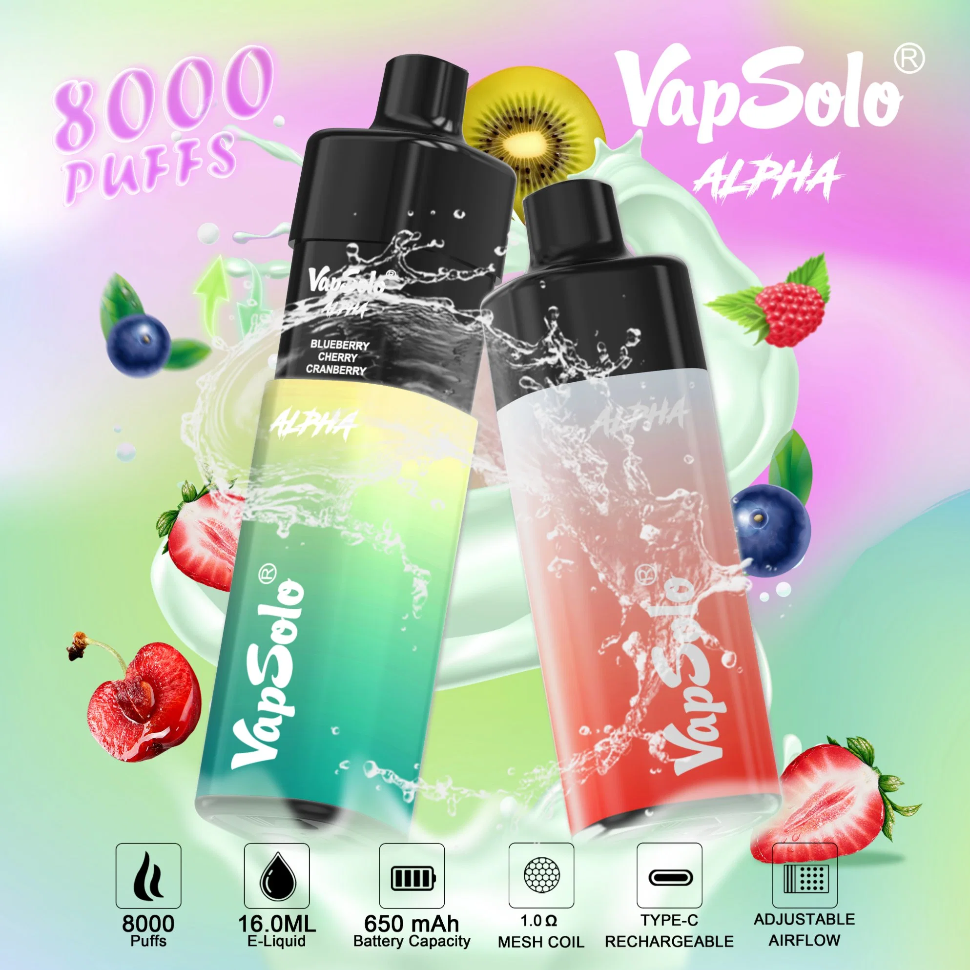 طقم نظام Vaploo Alpha E Cig Pod من الفئة 8000 أطواق قابلة لإعادة الشحن قلم التبخير القابل للاستخدام في وضع التخلص من وظيفة الأطفال