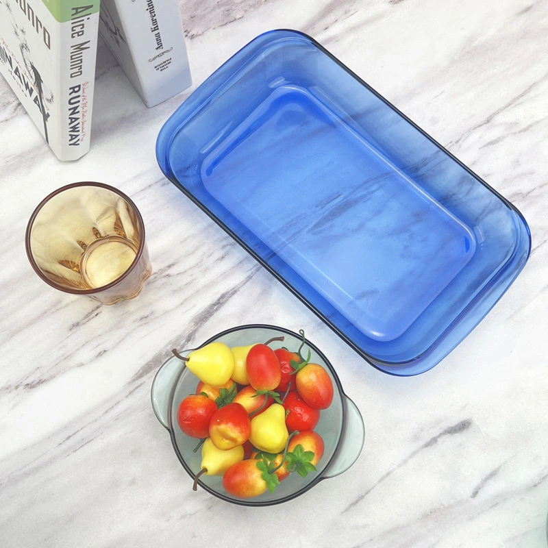 Cobalt Blue High Borosilicate Glass Bakeware, Heat Resistant Baking Tray, Glass Plates, Glass Pans