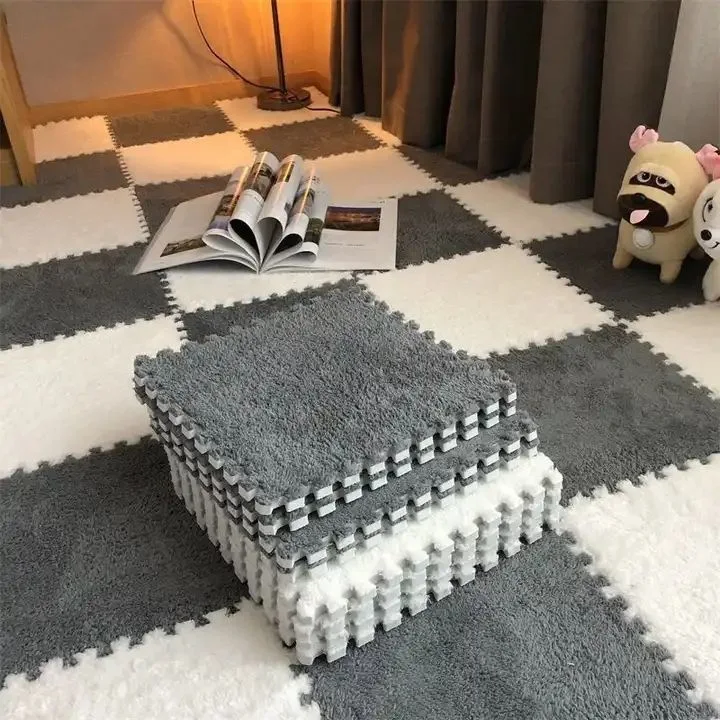 Home EVA Puzzle Hairy Washable Baby Play Soft Plush Rug Mat Carpet