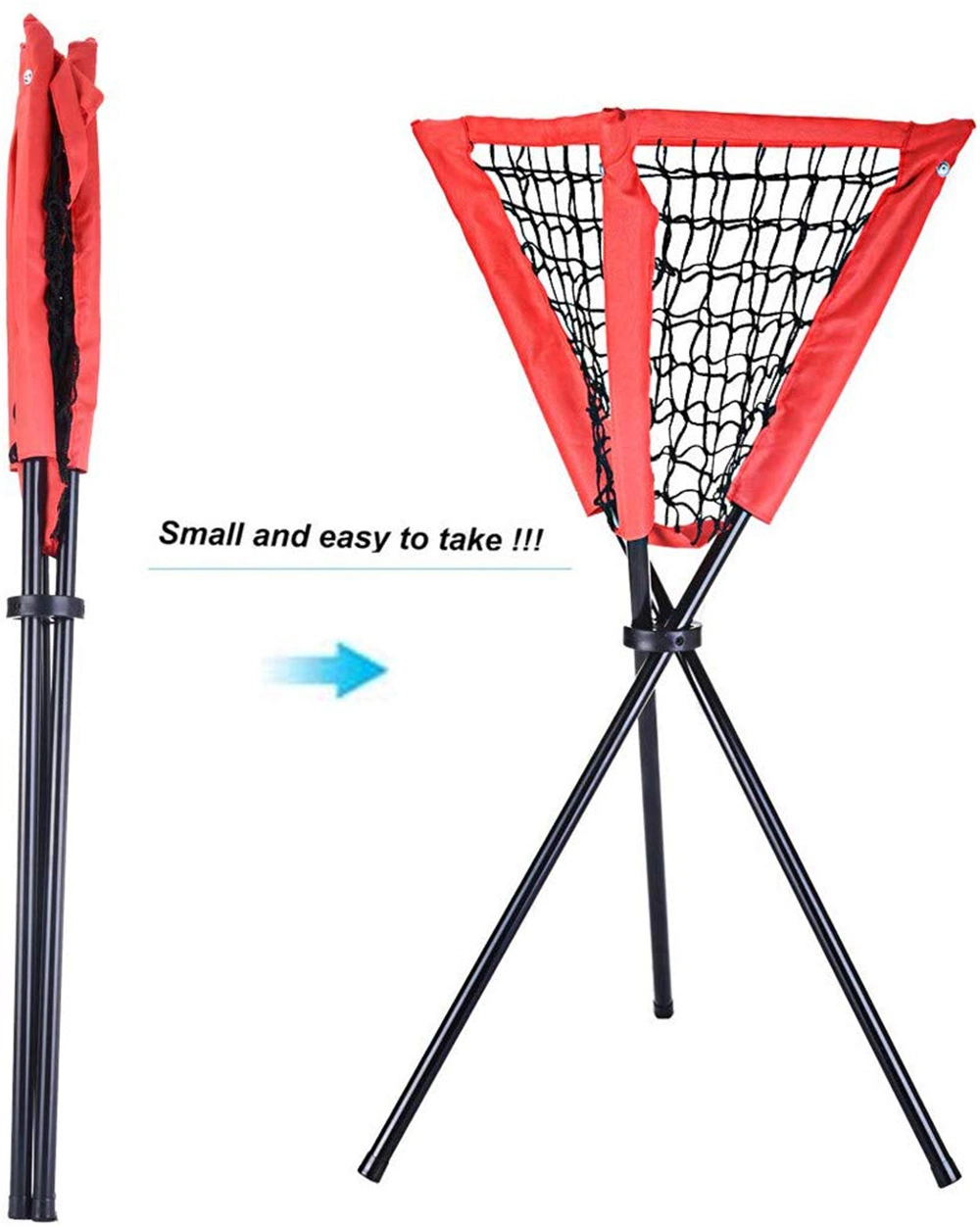 Portable Batting Caddy Movable Practice Ball Training Foldable Pyramid Net Stand Wbb12971