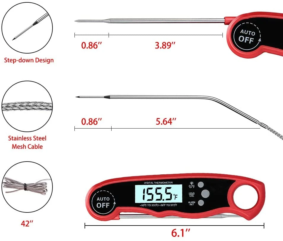 Hochwertiges digitales Fleischthermometer mit langer externer Sonde für Messung Der Lebensmitteltemperatur