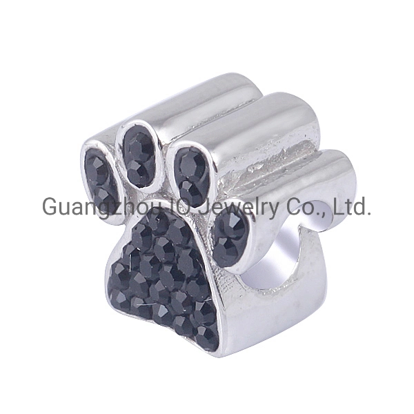 Fashion 316L Stainless Steel Metal Paw Prints Beads Pet's Jewelry