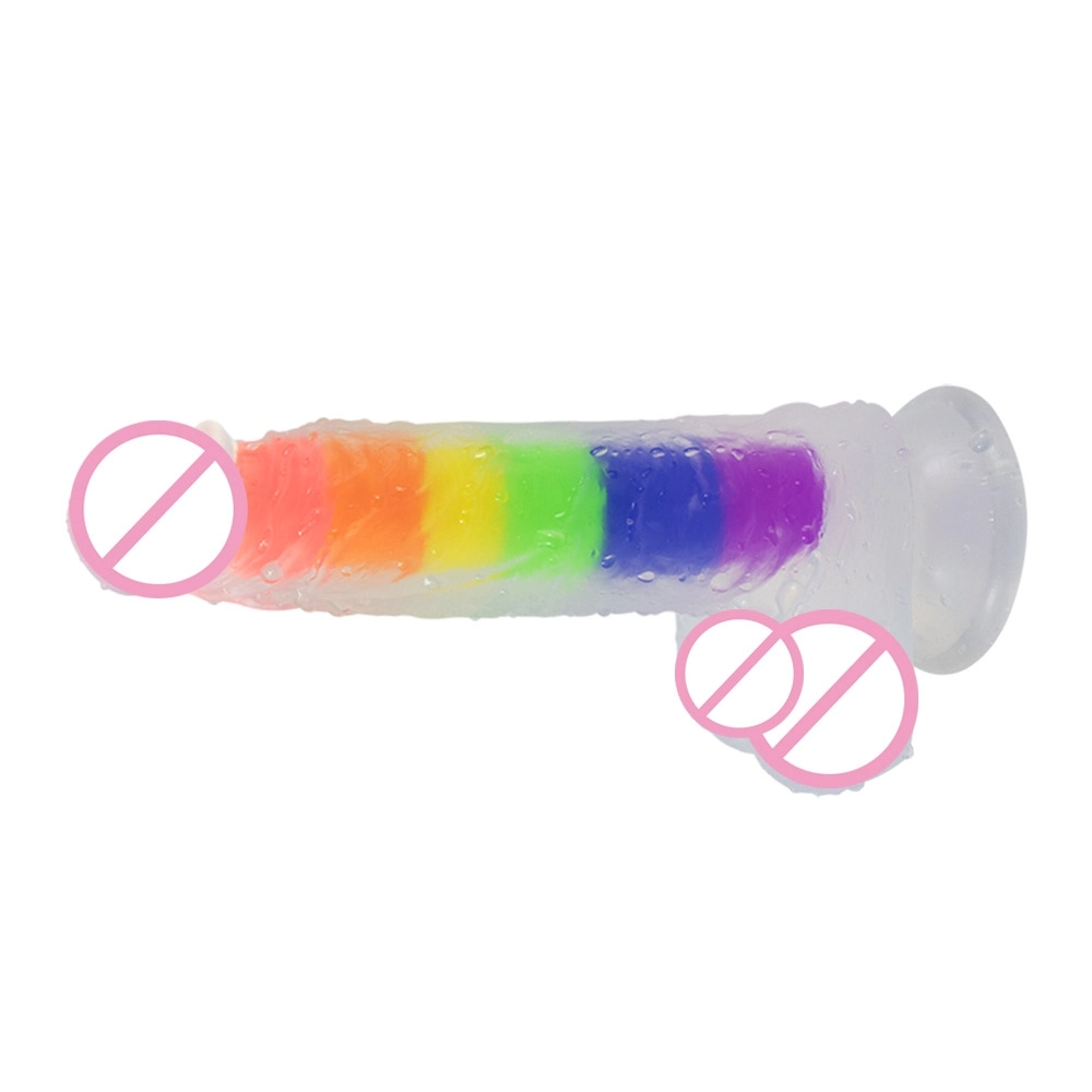 Fábrica de salida Color transparente Jelly Crystal líquido de silicona Dildo Juguetes sexuales