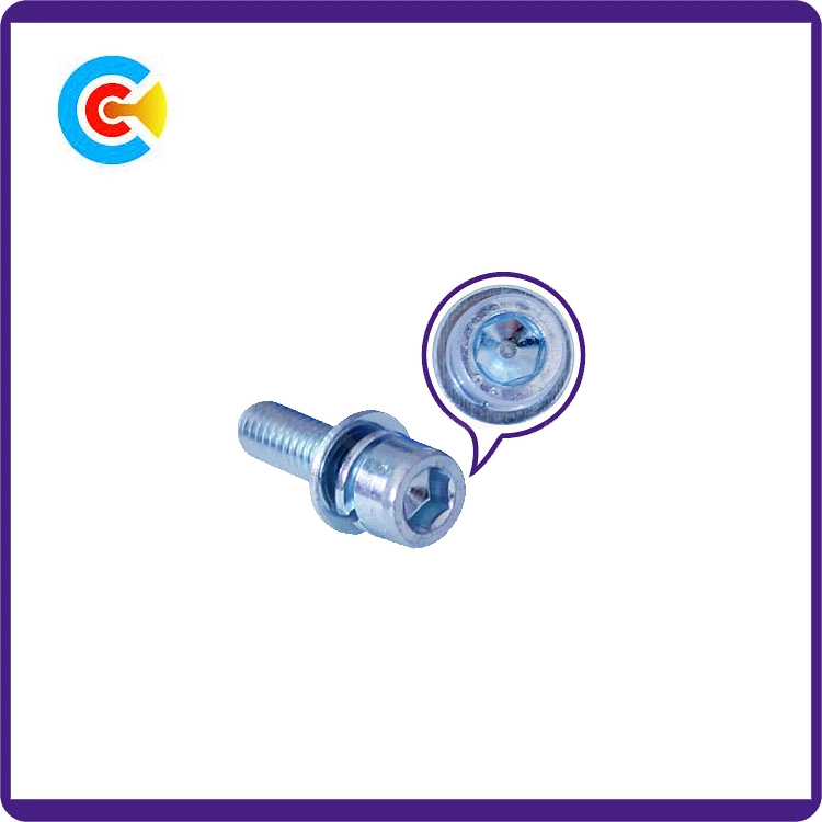 DIN/ANSI/BS/JIS Carbon-Steel/Stainless-Steel 4.8/8.8/10.9 Blue and White Pan Head Combination Screw