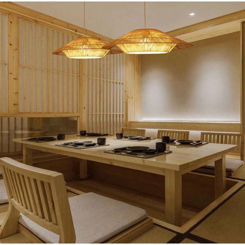 Japanese Wabi-Sabi Style Vintage Chandelier Creative Bedroom Living Room Light B&B Restaurant Bar Light Hand-Woven Hemp Rope Lamp