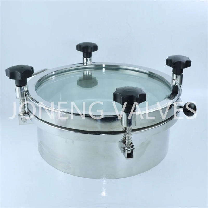 Stainless Steel Sanitary Round Outer Pressure Manhole Cover with Visible Glass