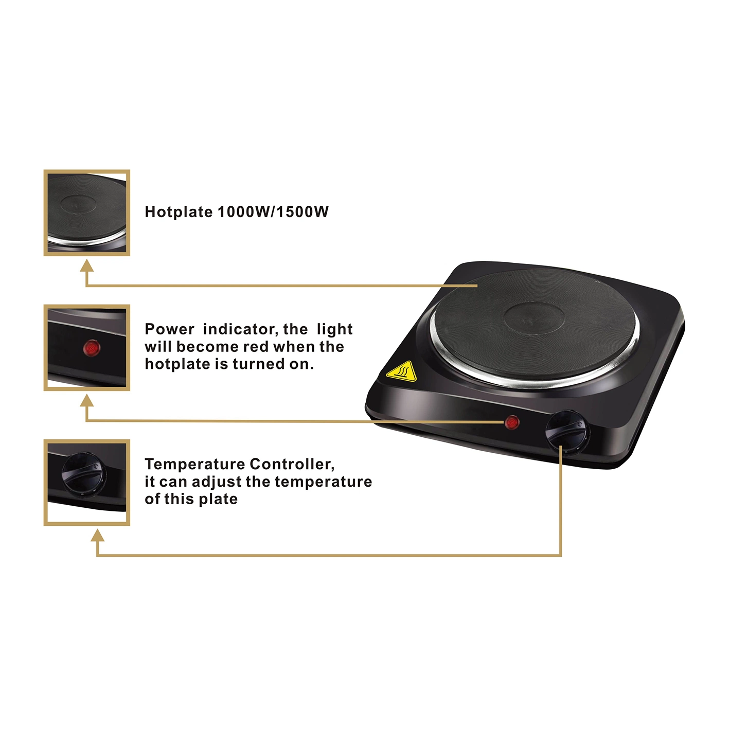 Black Color Electric Solid Hot Plate