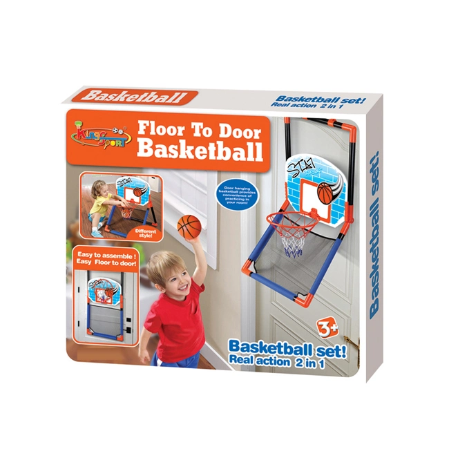 2 in 1 Floor to Door Basketball Hoop Boys Indoor Sports Toy Set Real Action Interesting Kids Toy Basketball