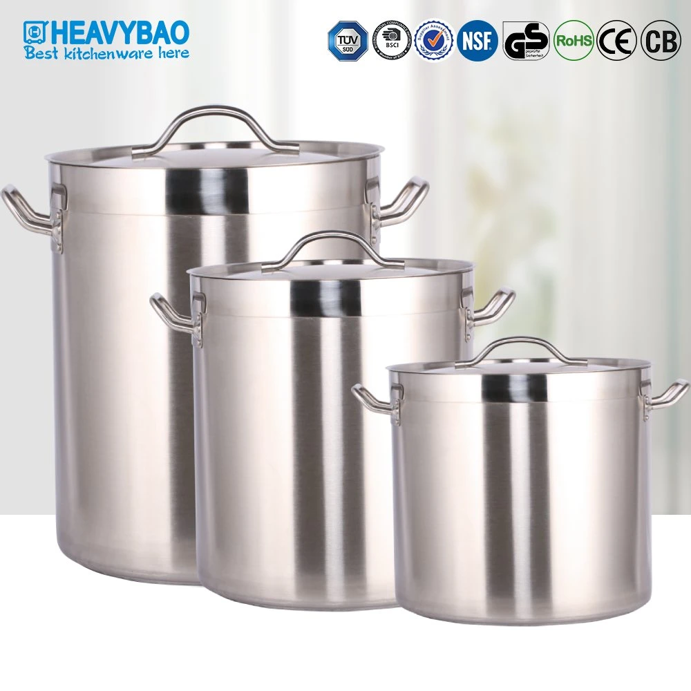 Heavybao Multi Sizes Stainless Steel Soup Cooking Pots for Hotel Restaurant