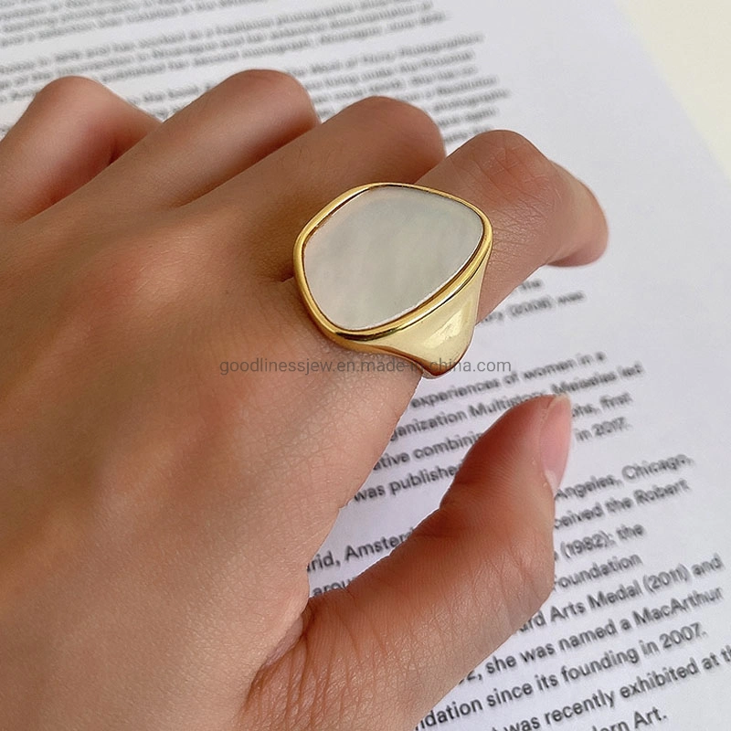 Mother of Pearl Irregularity Shape Gold Plated Ring Fashion Jewellery