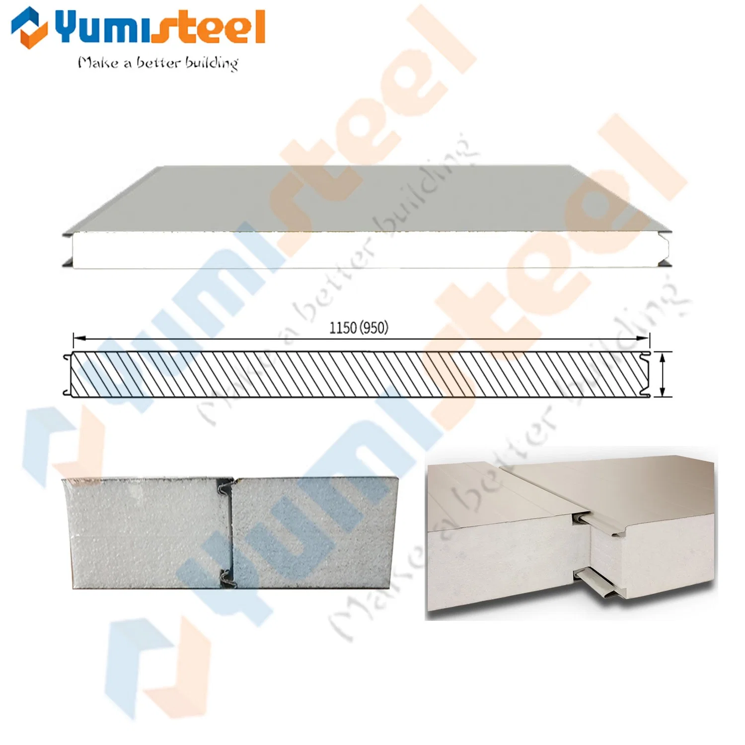 Z Locked EPS Foam Insulated Metal Sandwich Panel for Roof/Wall