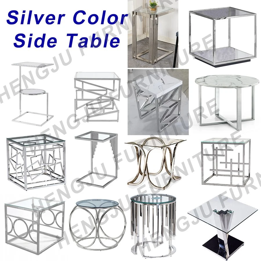 Stainless Steel Table Suit Living Room Furniture Glass End Tables Sofa Table Side Table Bedroom Table Wedding Table