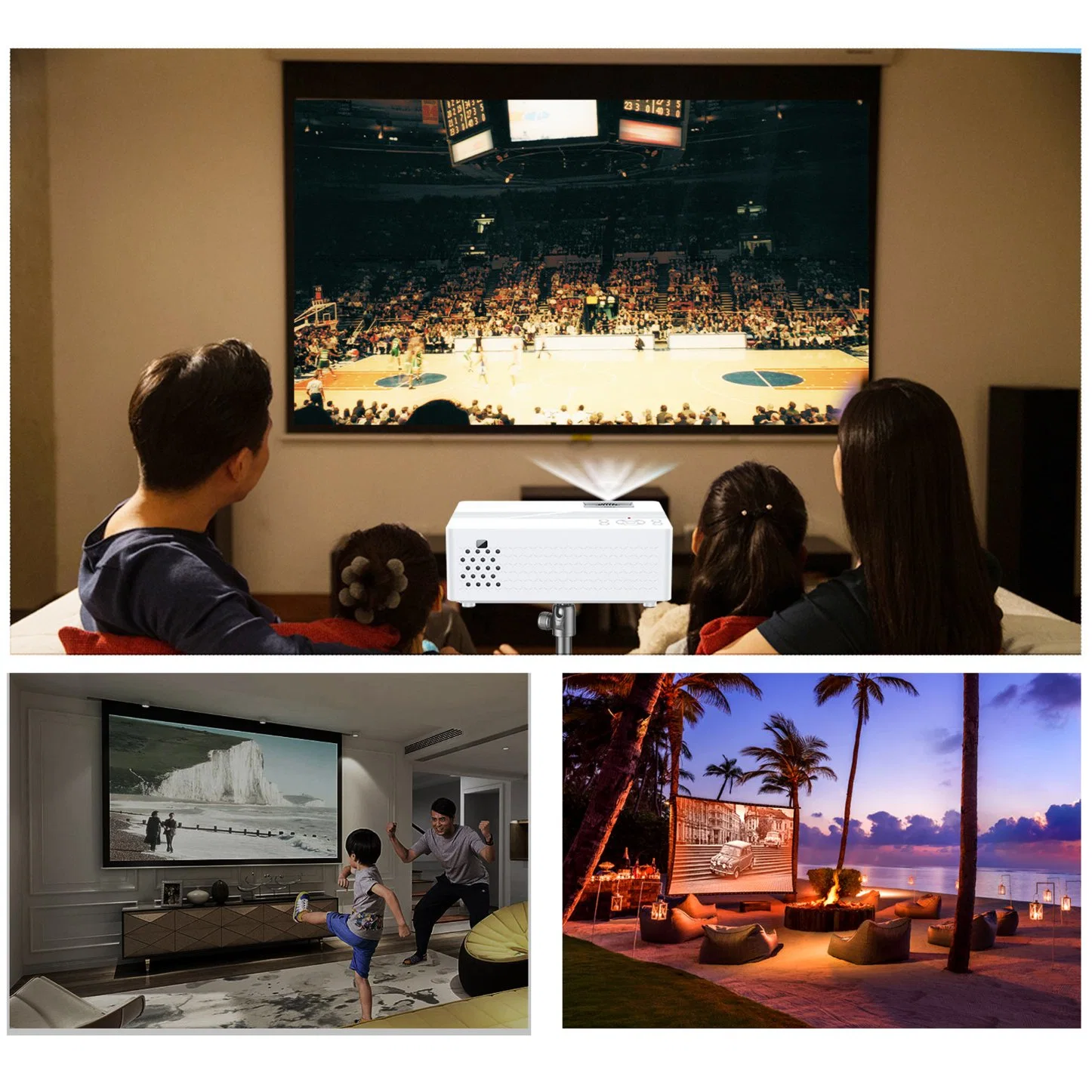 Projector 7500 Lumens with 100" Projector Screen 1080P Full HD Supported Portable Projector