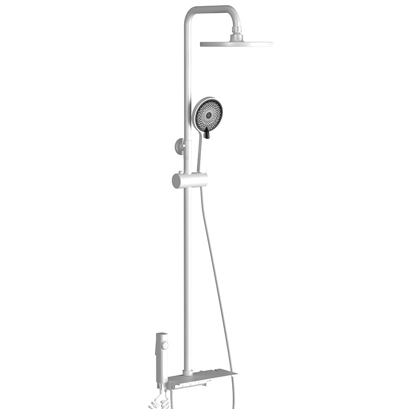 Blanc mat couleur tout cuivre Piano salle de bains douche robinet mélangeur Et douche pluie avec pulvérisateur à main