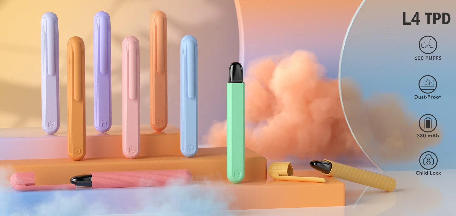 Großhändler Preis L4 0,99USD Einweg 600puffs Vape Pen tpd Mod System Vorbefüllter Stift