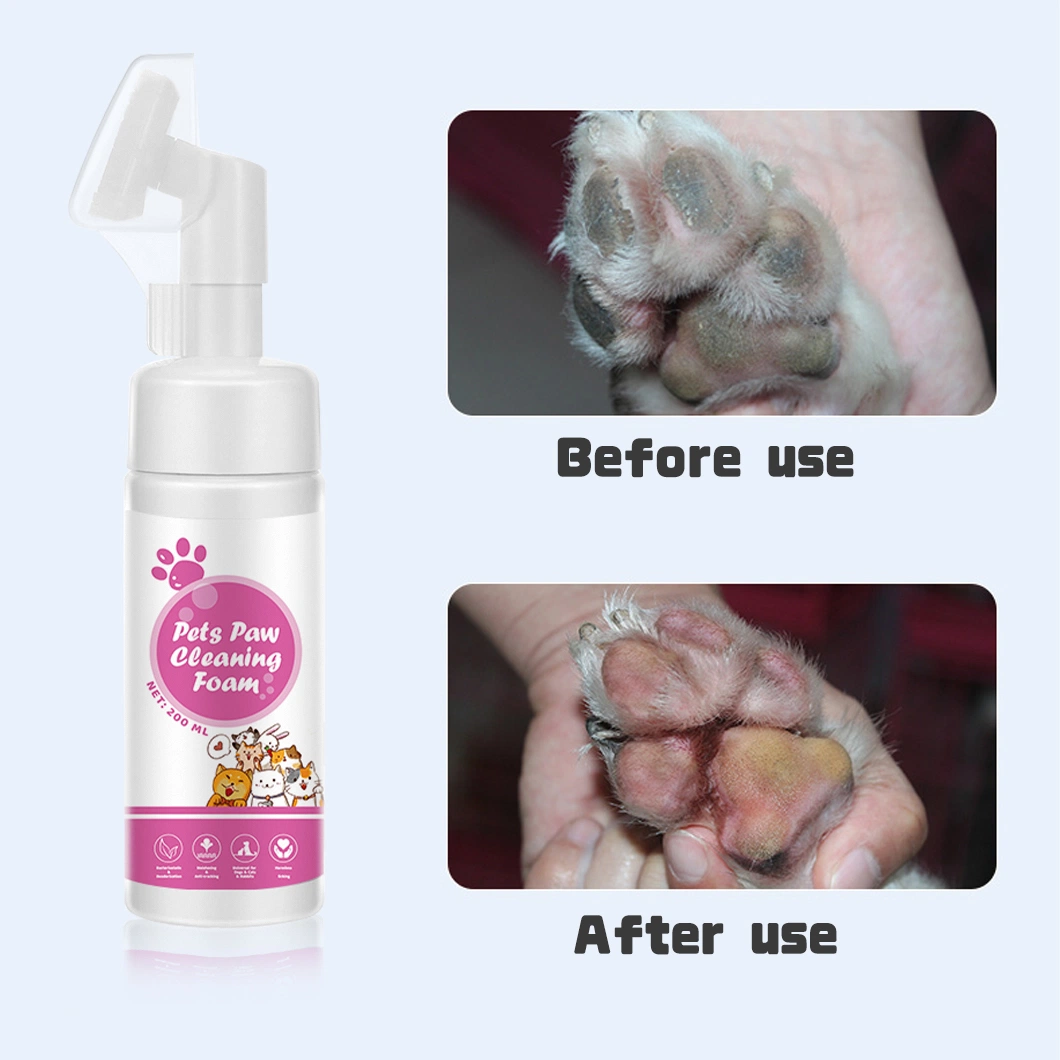 Wholesale OEM Ingredients Scrub-Free 100% Natural Freshen Pet Paws and Foot Cleaning Foam with Soft Silicone Brush Head