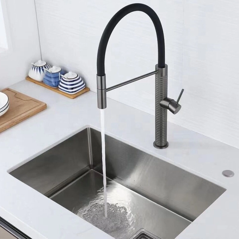 High End Quality Modern Grey Kitchen Sink Tap Silicone Tube Brass Faucets