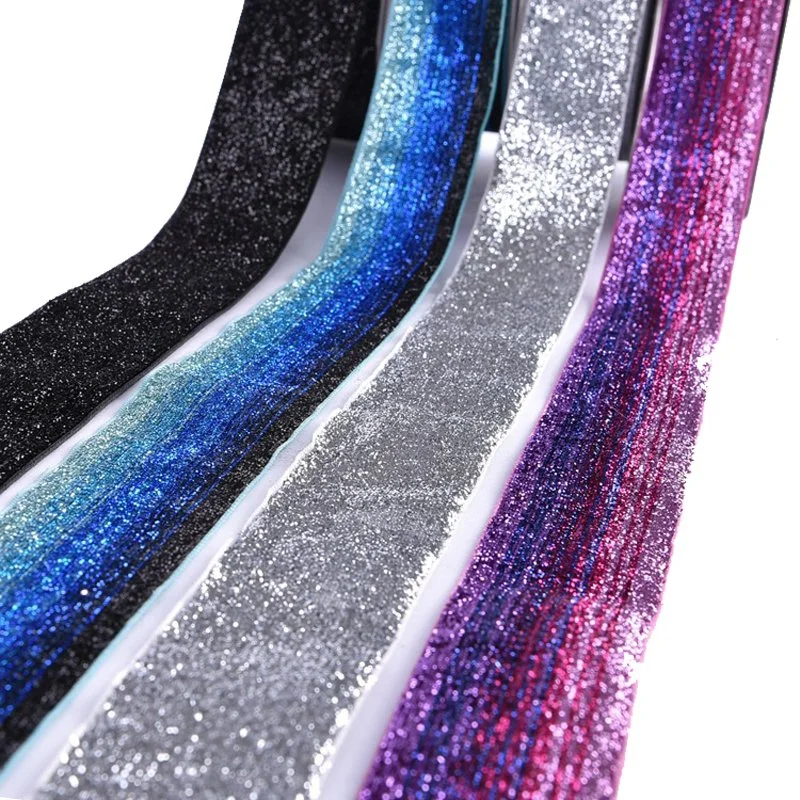 3/4 Inch 19 mm Wide Colorful Good Quality Metallic Velvet Glitter Ribbon for Decoration