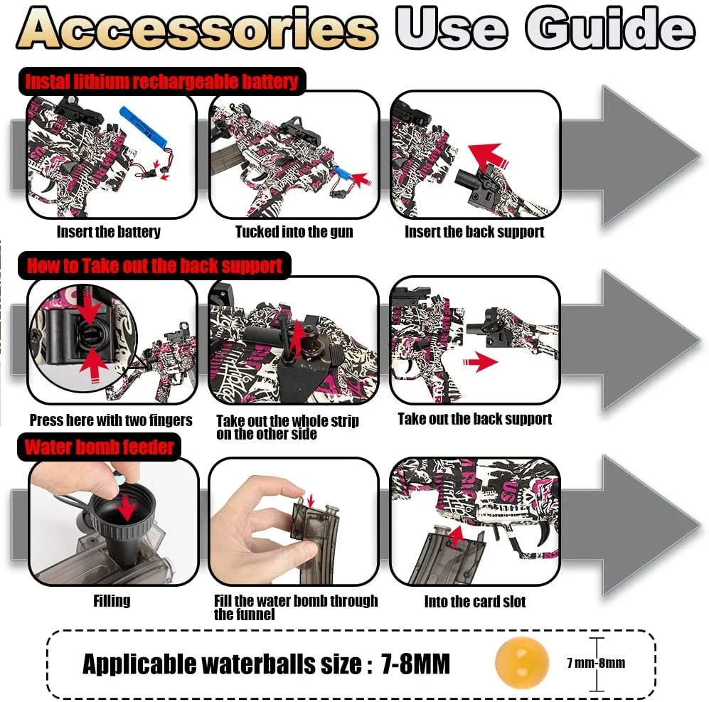 mk23 pistola eléctrica de juguete 7mm bola de gel de agua Blaster con Cuentas de gel Blaster tiro Juego Deporte al aire libre Juego de juguetes