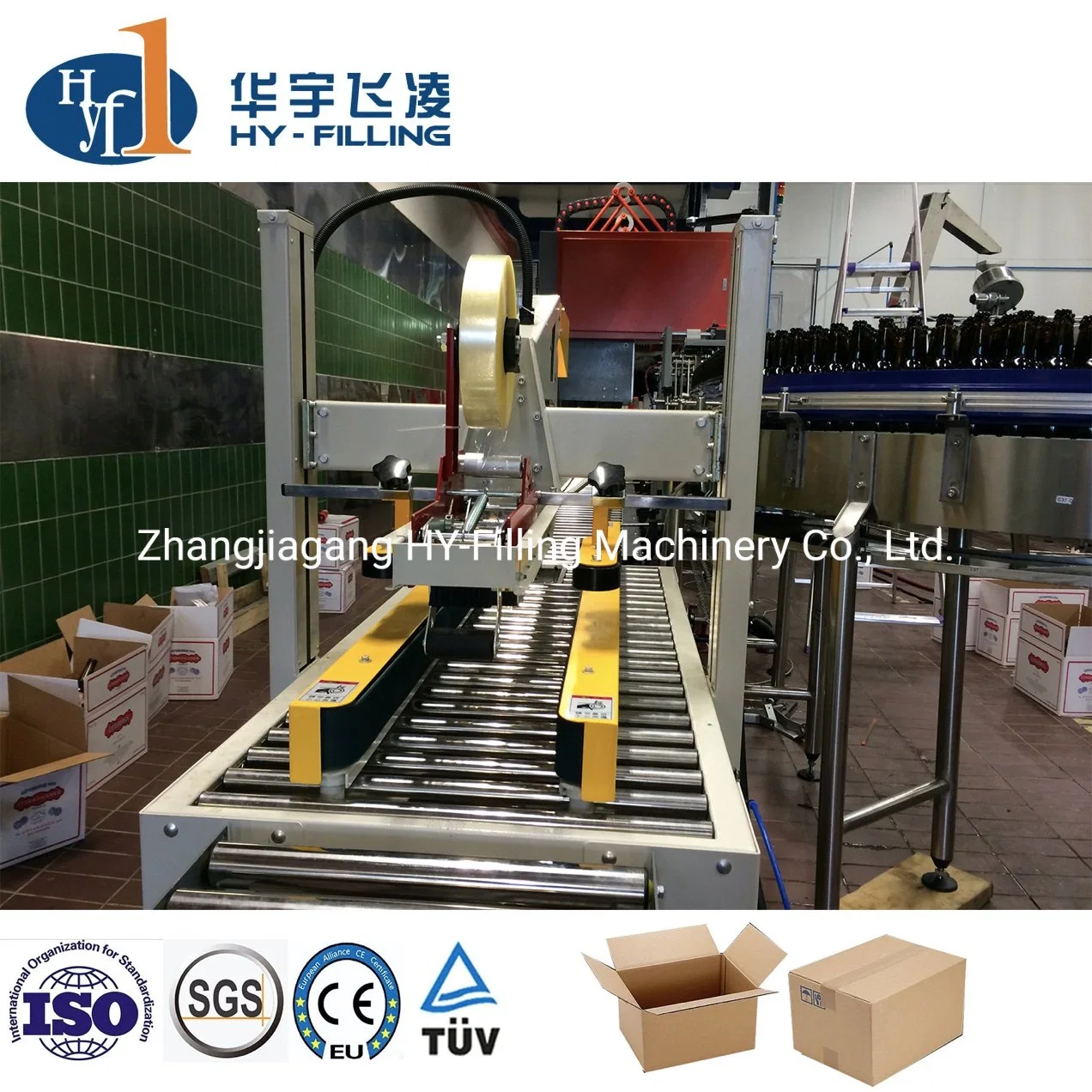 Automatic Top and Bottom Tape/Taping Flap Folding Carton/Box/ Case Sealer /Carton Sealing Machine for Packing /Packaging Drinking Bottle