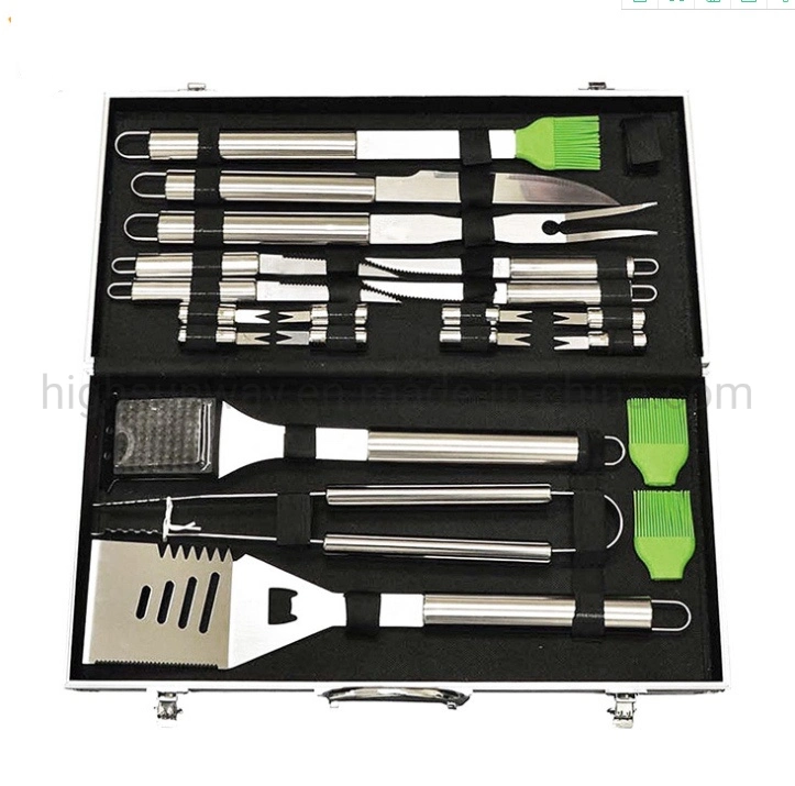 High quality/High cost performance  Multifunction Portable Outdoor 8PCS Barbecue Fork Knife Kit Set with Gloves in Bag BBQ Grill Tool