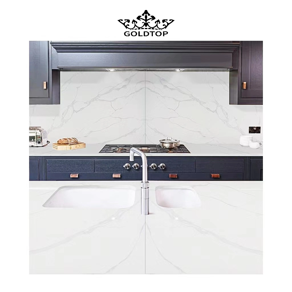 Artificial Stone Grey Veins Wholesale/Supplier Calacatta White Stone Slab Quartz Cabinet/Countertop/Vanity/Wall Tiles/Floor